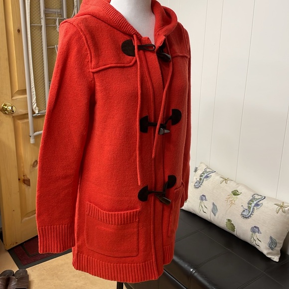 Ralph Lauren Orange Hooded Toggle Front lambswool blend Long Cardigan Size S - Picture 5 of 13